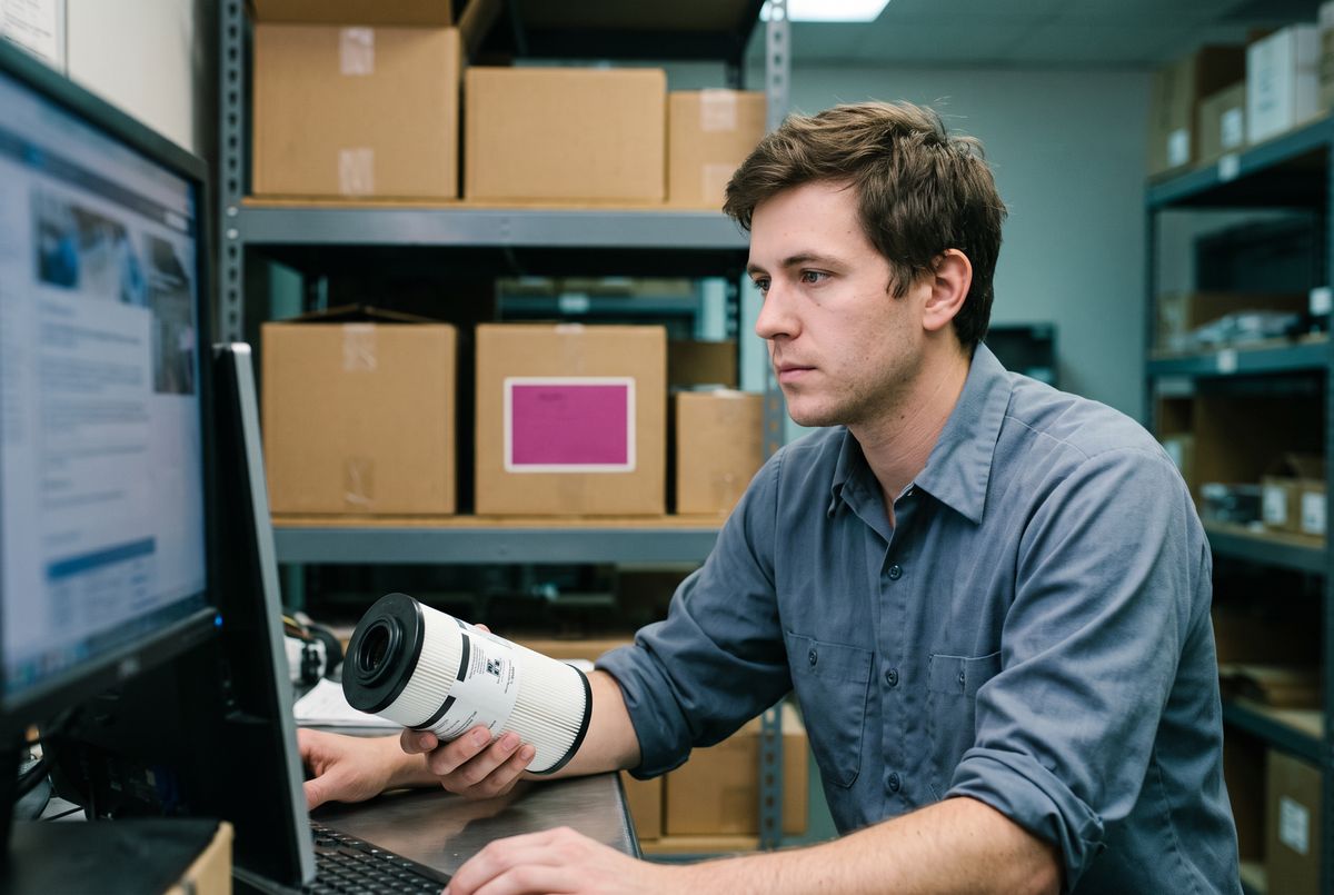 An inside sales employee processes a reorder for spare parts